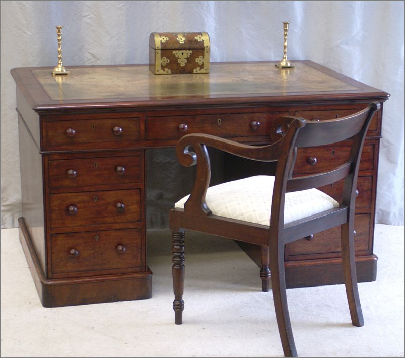 1023 Antique Mahogany Partners Desk Fitch London (1)